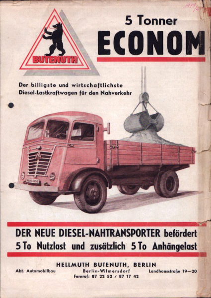 Butenuth Econom 5 Tonner Prospekt ca. 1950