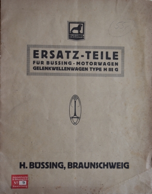 Büssing H III G Ersatzteilliste 1920er Jahre