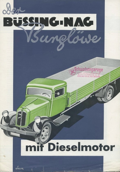 Büssing-NAG Typ Burglöwe Diesel Prospekt ca. 1937