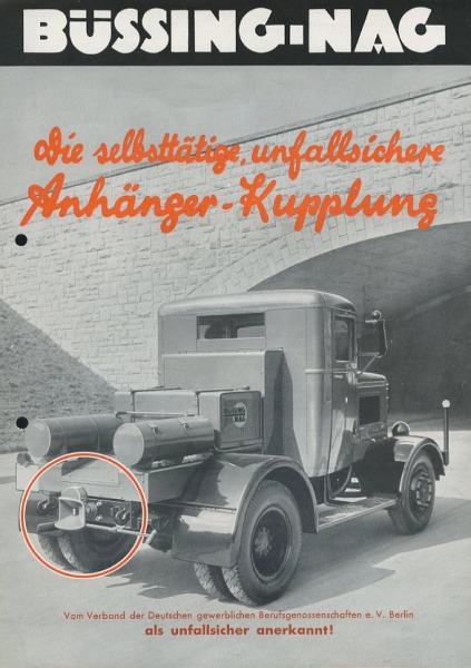 Büssing-NAG Anhänger-Kupplung Prospekt ca. 1937