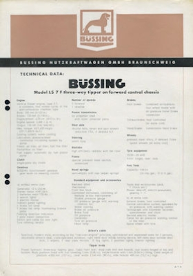 Büssing LS 7 F Prospekt 2.1957 e