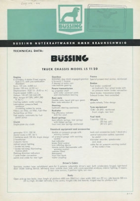 Büssing LS 11/20 Prospekt 8.1957