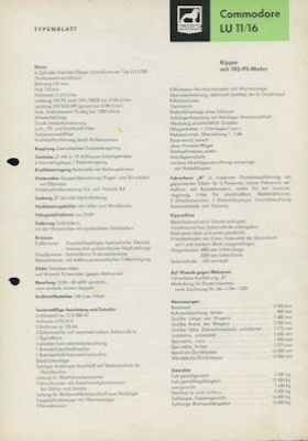 Büssing LU 11/16 Commodore Kipper Prospekt 1.1962