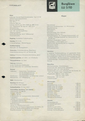 Büssing LU 5/10 Burglöwe Kipper Prospekt 2.1963