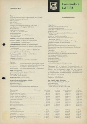 Büssing Commodore LU 11/16 Pritschenwagen Prospekt 2.1963