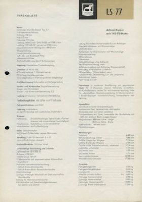 Büssing LS 77 Allrad-Kipper 145 PS Prospekt 8.1962