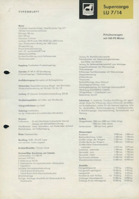 Büssing Supercargo LU 7/14 Pritschenwagen 145 PS Prospekt 9.1962