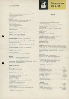 Büssing Supercargo LU 7/14 Kipper Prospekt 2.1963