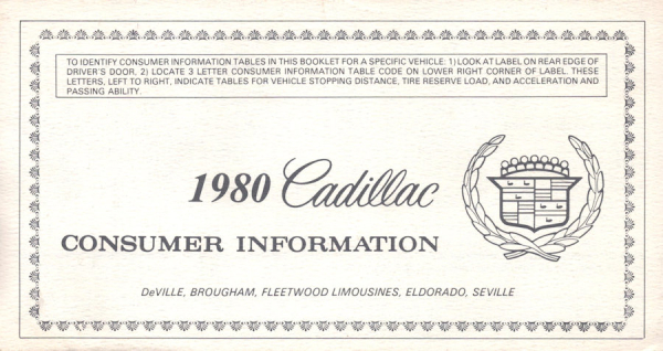 Cadillac Consumer Information 1980