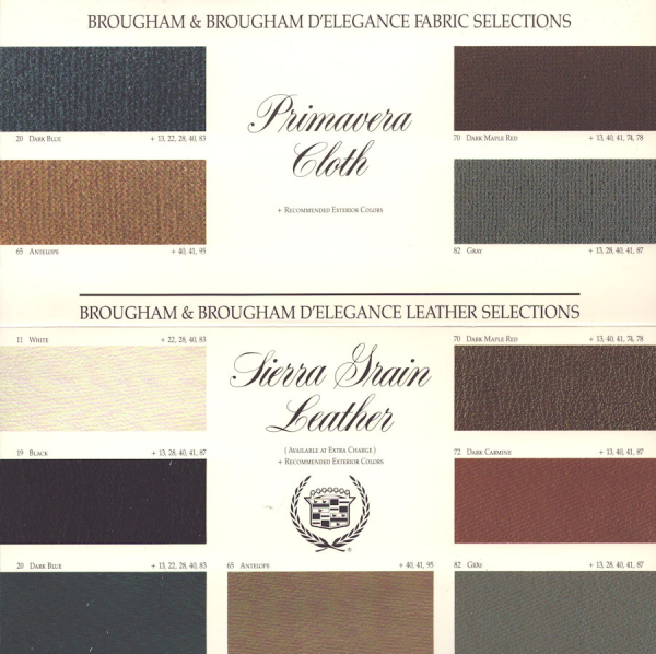 Cadillac Interiors colors 1992