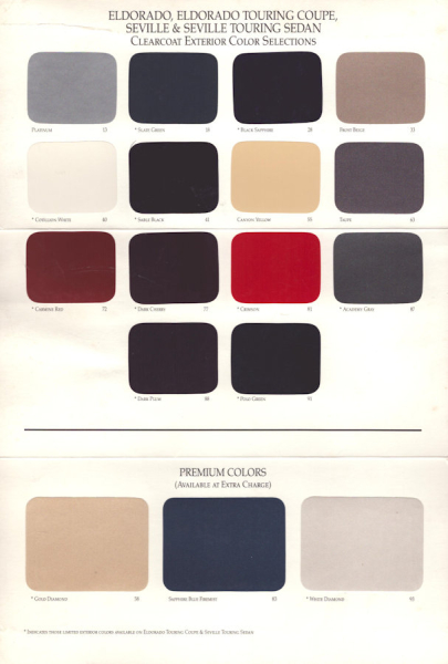 Cadillac Exteriors colors 1993
