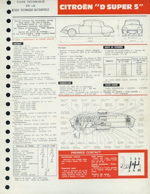 Citroen D Super 5 Fiche Technique 3.1973