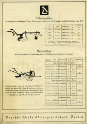 Deutsche Werke AG Pflüge brochure 1924