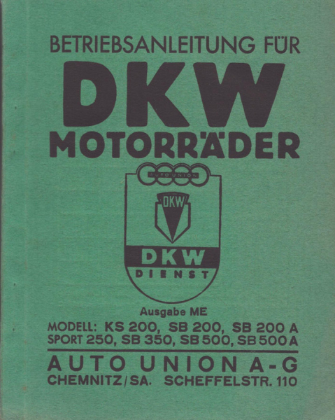 DKW KS 200-SB 500A Bedienungsanleitung 1.1937