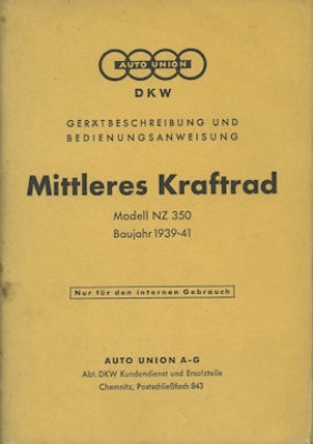 DKW NZ 350 owner`s manual 1939-1941