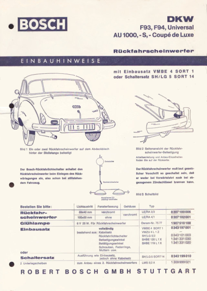 DKW Bosch Einbauhinweise 8.1962
