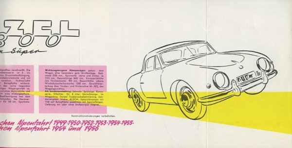 Denzel 1300 Cabrio und Coupé Prospekt 1957