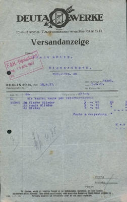 Deuta Werke Berlin Bill 1927