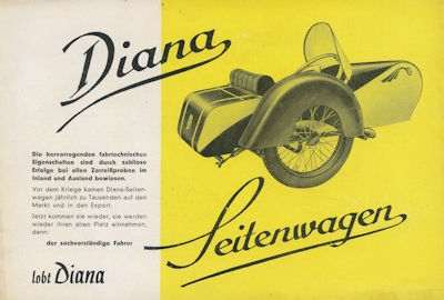 Diana Seitenwagen Prospekt 1950er Jahre