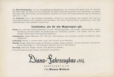 Diana Seitenwagen Prospekt 1950er Jahre