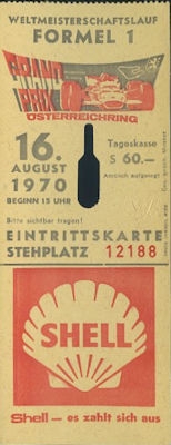 Eintrittskarte Östereichring F1 16.8.1970