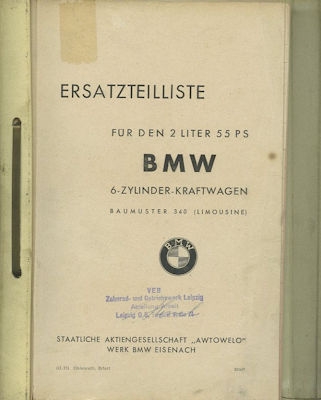 EMW / BMW Eisenach 340 Partlist ca. 1950