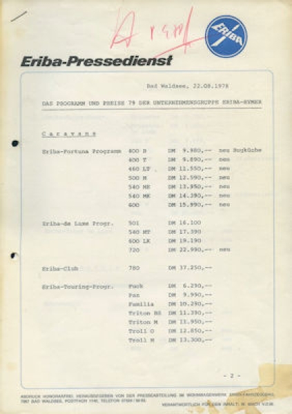 Eriba Pressedienst 8.1978