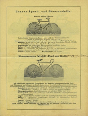 Express Fahrrad Prospekt 1927