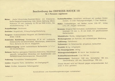 Express Radex 101 Prospekt 1950er Jahre