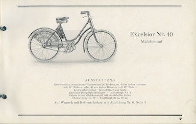 Excelsior Fahrrad Programm 1920er Jahre ?