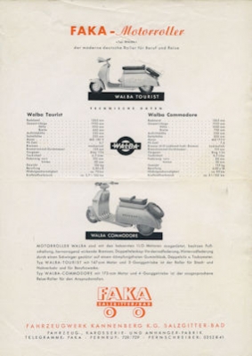 Faka Motorroller Prospekt 1950er Jahre