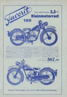 Favorit 120 Prospekt 1930er Jahre