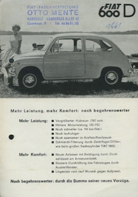 Fiat 600 D brochure ca. 1961