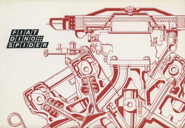 Fiat Dino Spider Technik Prospekt ca. 1970