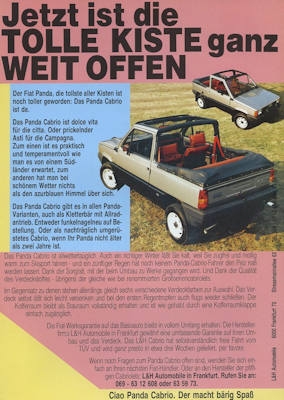 Fiat Panda Cabriolet brochure ca. 1982