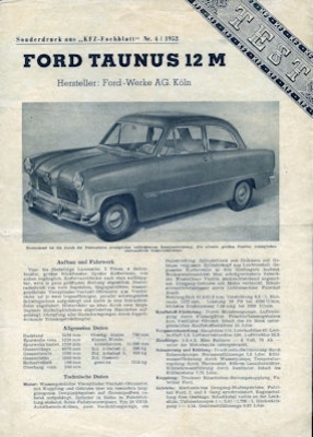 Ford Taunus 12 M Test 1952