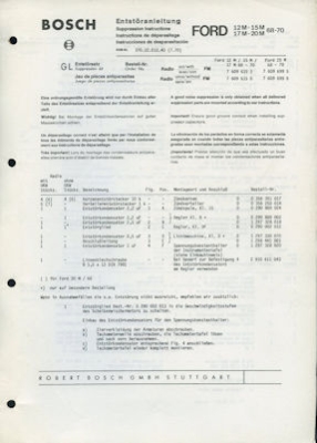 Ford 12-20M Bosch Entstöranleitung 7.1970