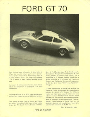Ford GT 70 Prospekt 1970 f