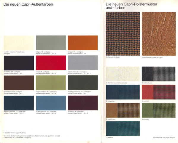 Ford Capri Farben 9.1970