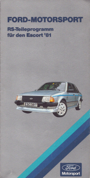 Ford Escort RS Teileprogramm Prospekt 1981