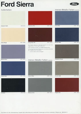 Ford Sierra Farben 1.1986