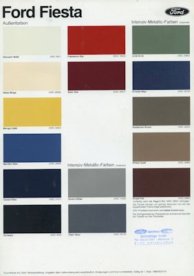 Ford Fiesta Farben 9.1986