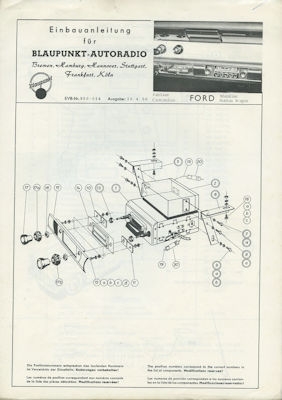 Ford Fairlane / Blaupunkt Installation instructions 1956