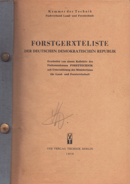 Forstgeräteliste Katalog DDR 1956