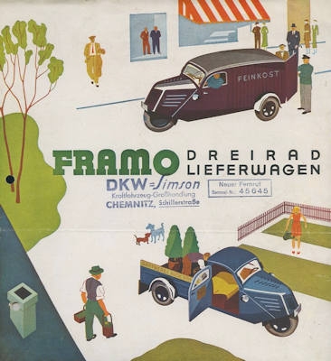 Framo Dreirad Lieferwagen Prospekt 5.1936