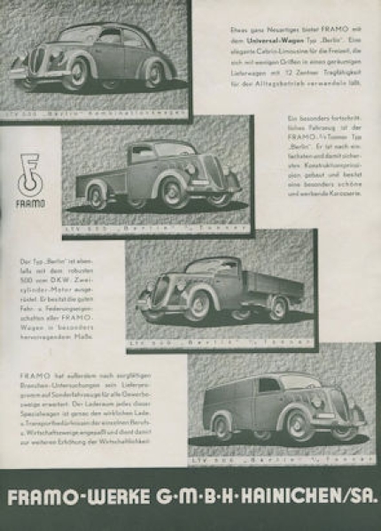 Framo Programm 1939