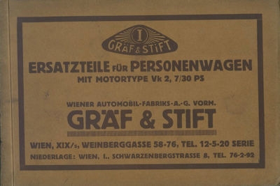 Gräf & Stift Vk 2 Ersatzteilliste 1926