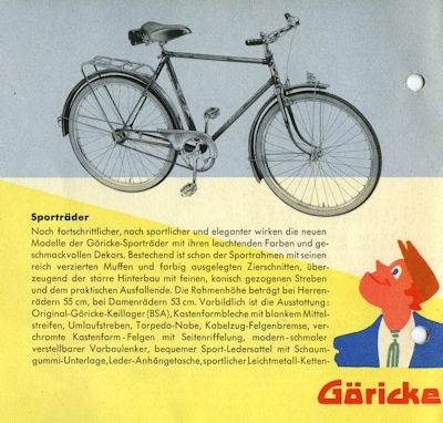 Göricke Fahrrad Programm 1960er Jahre