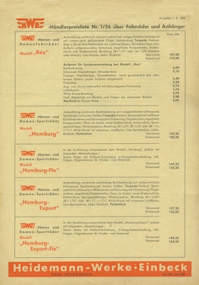 HWE Preisliste 5.1956