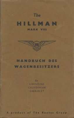 Hillman Mark VIII owner`s manual 1954